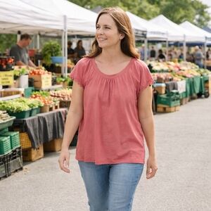 Victoria's Secret Top Womens 2X Short Flutter Sleeve Boat Neck Crochet Knit Pink